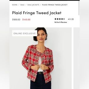 NEW WITHOUT TAGS! Ann Taylor red plaid blazer, size 10.